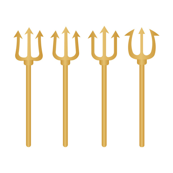 set of trident silhouette. Pitchfork devil set. Trident devil icon  - Vector, Image