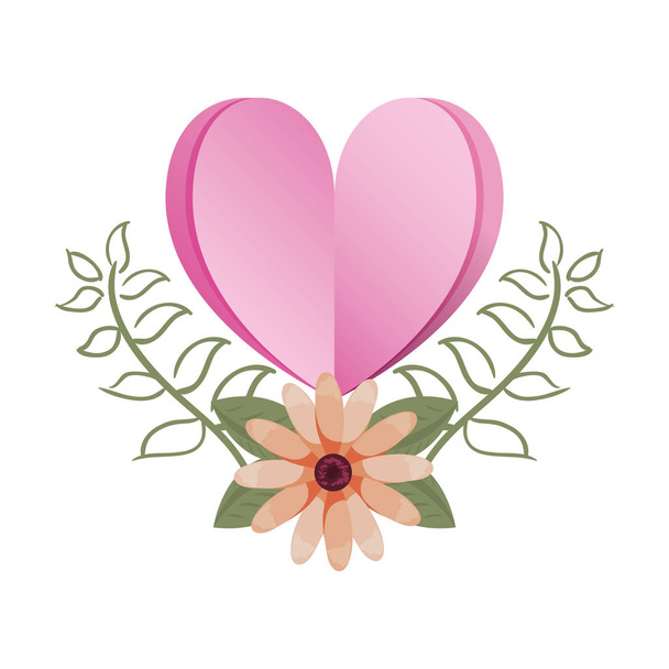 love romantic heart flowers - Vector, afbeelding