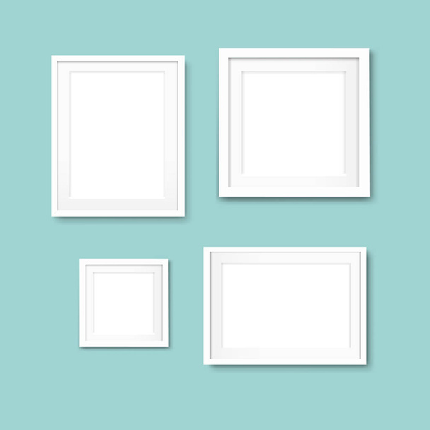 Picture Frame Set Isolated Mint Background With Gradient Mesh, Vector Illustration - Vector, Image