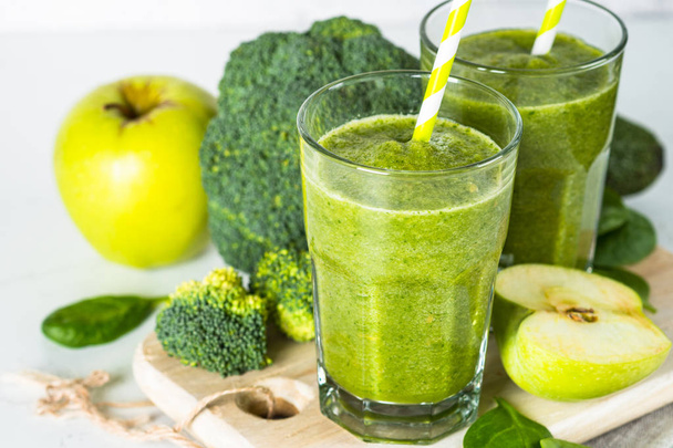 Green smoothie from fruit and vegetable on white. - Photo, Image