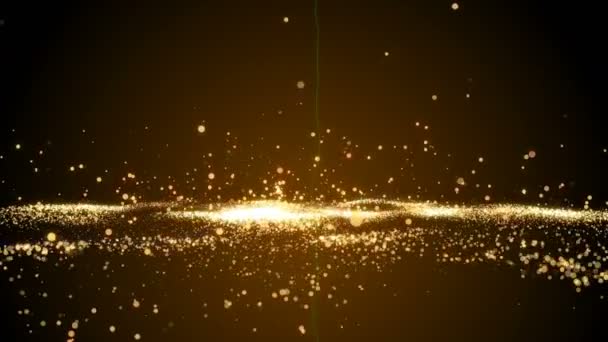 Muchas partículas de remolino brillantes vuelan en el espacio, vacaciones y festivo fondo de representación 3d, generado por computadora - Metraje, vídeo