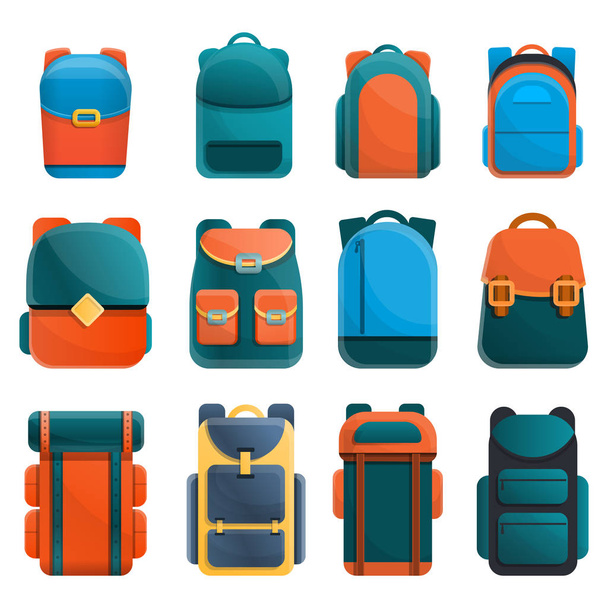 backpacks icons set, vector illustration - Вектор,изображение