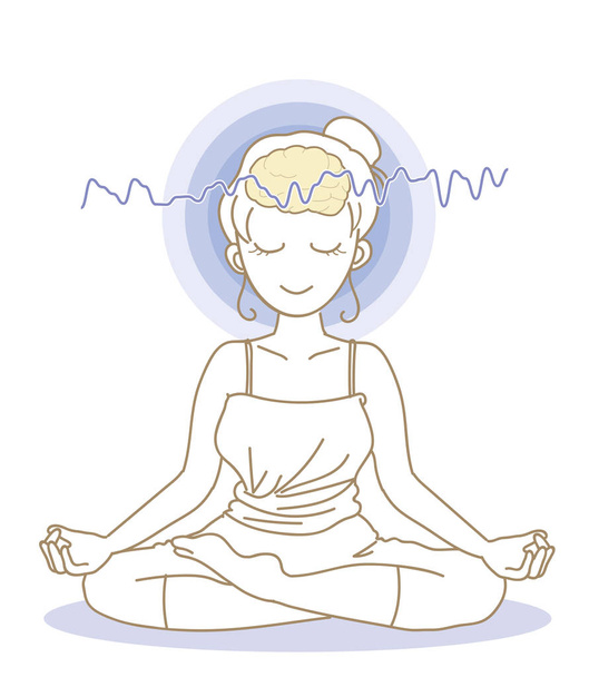 Meditation and brain waves -Woman - Vector, Imagen