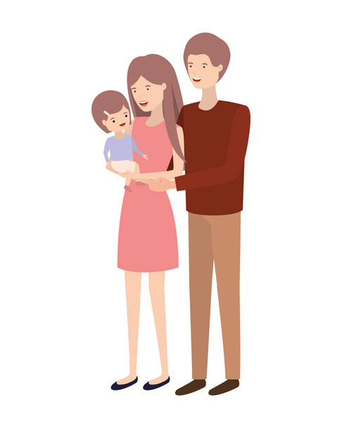 casal de pais com filha avatar charactar
 - Vetor, Imagem