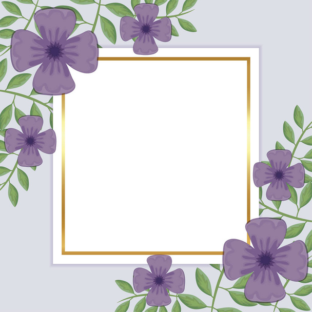 frame square with flowers decoration - Vektori, kuva