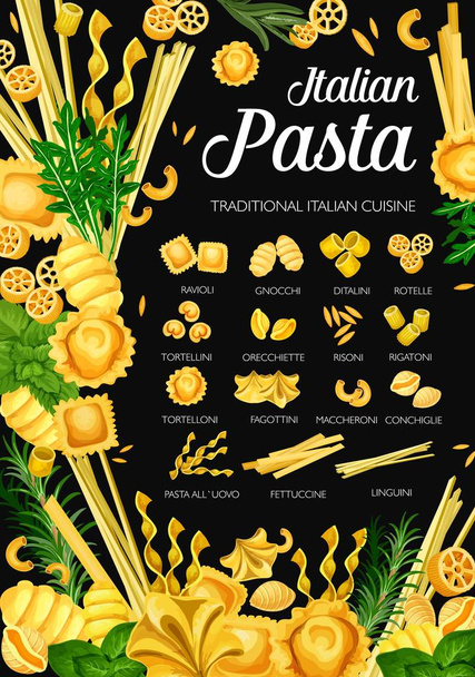 Italienische Küche Pasta, Premium-Speisekarte im Restaurant - Vektor, Bild