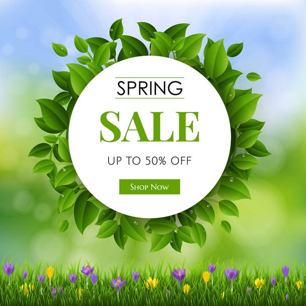 Sale Spring Flowers Nature Poster - Διάνυσμα, εικόνα