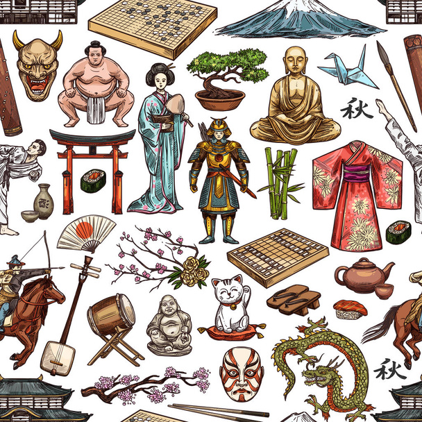 Nahtloses Muster japanischer Kultur - Vektor, Bild