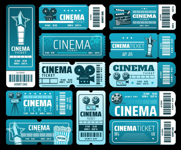 Cinematography movie festival, cinema tickets - Vector, Image