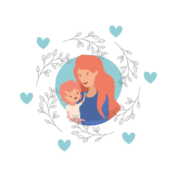 woman with baby avatar character - Vector, Image