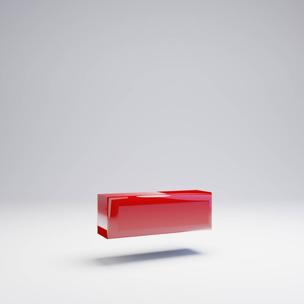 Volumetric glossy red dash symbol isolated on white background. 3D rendered alphabet. Modern font for banner, poster, cover, logo design template element. - 写真・画像