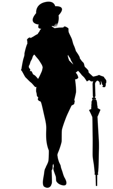 σιλουέτα γυναίκας με ομπρέλα - Διάνυσμα, εικόνα