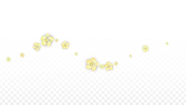 Vector Realistic Yellow Flowers Falling on Transparent Background.  Spring Romantic Flowers Illustration. Flying Petals. Sakura Spa Design. Blossom Confetti. Design Elements for Wedding Decoration. - Vector, afbeelding