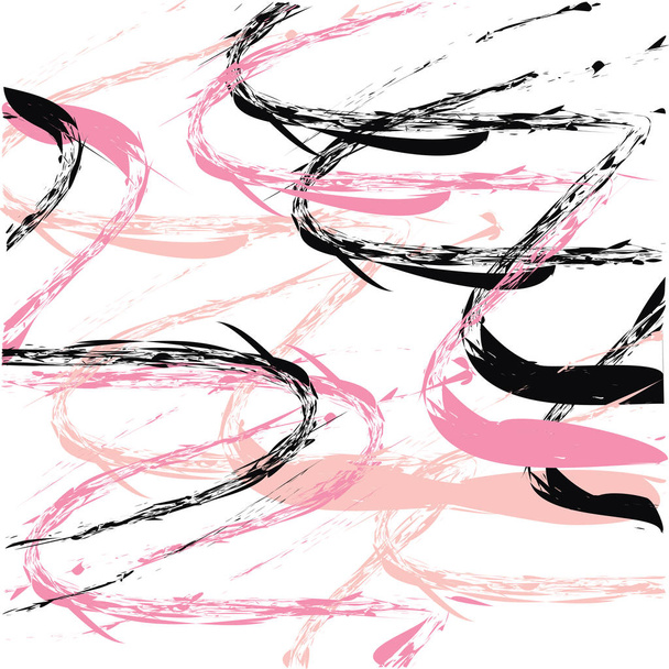 Trendy vector pattern with brush strokes. Hand drawn abstract card with curls - Vecteur, image