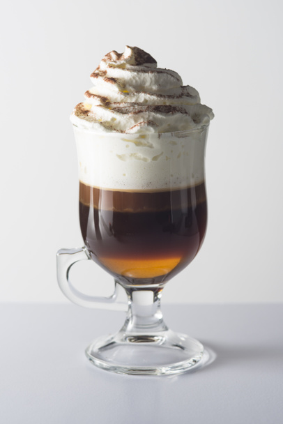 glass cup of coffee drink with whipped cream - Foto, Imagem
