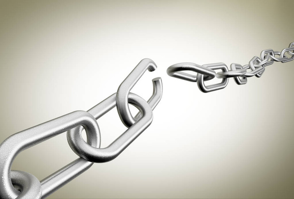 3D rendering of broken chains against a plain background - Photo, Image