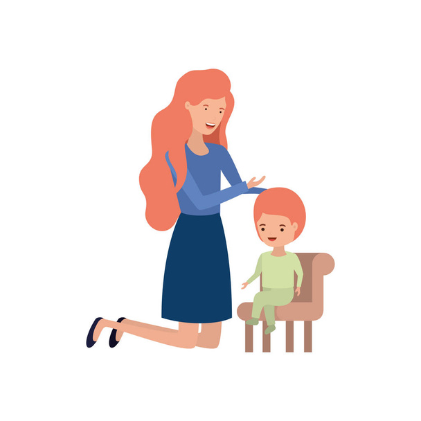 nő baby ül a szék avatar karakter - Vektor, kép