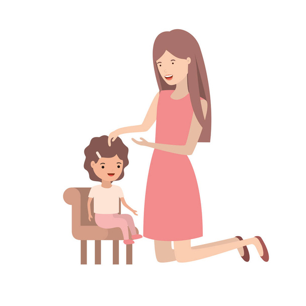 椅子アバターをキャラクターの上に座って赤ちゃんを持つ女性 - ベクター画像
