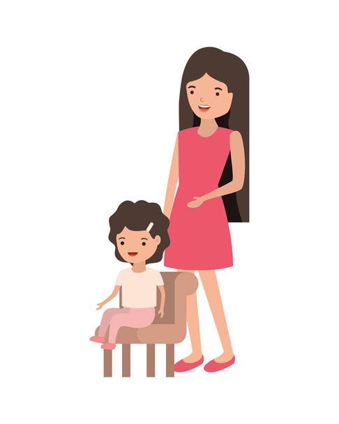 nő baby ül a szék avatar karakter - Vektor, kép