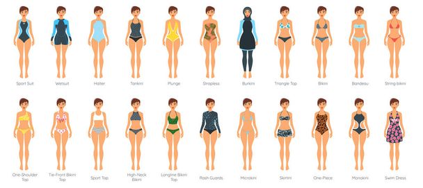Векторный набор женских купальников
 - Вектор,изображение
