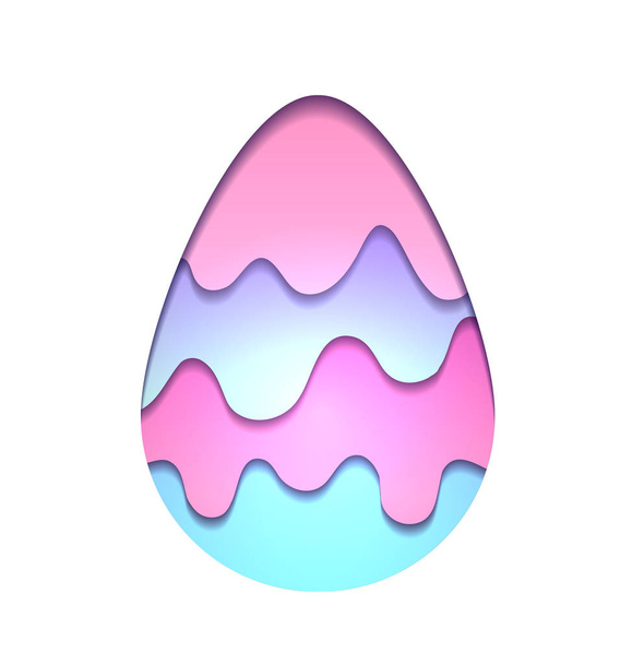 Illustration of egg carving of paper with paint drops and shadow. Vector easter element for card, invitations, banners, stickers and for your design - Vector, Image