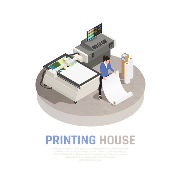 Ισομετρική εκτύπωση σπίτι σύνθεση εκτύπωσης - Διάνυσμα, εικόνα