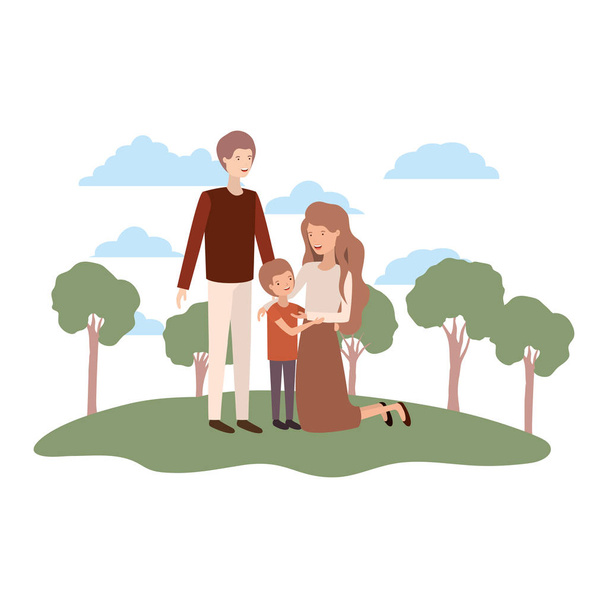několik rodičů se synem v krajině avatar - Vektor, obrázek