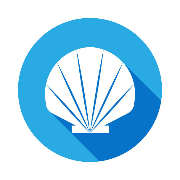 Sea shell ikona z długim cieniem. Element plaży wakacje ikona dla aplikacji mobilnych koncepcji i sieci web. Znaki i symbole można dla www, logo, aplikacji mobilnej, Ui, Ux  - Wektor, obraz