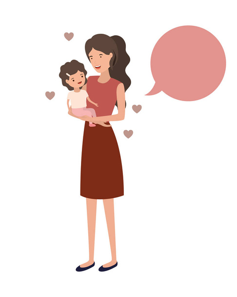 γυναίκα με μωρό και ομιλία φούσκα avatar χαρακτήρων - Διάνυσμα, εικόνα