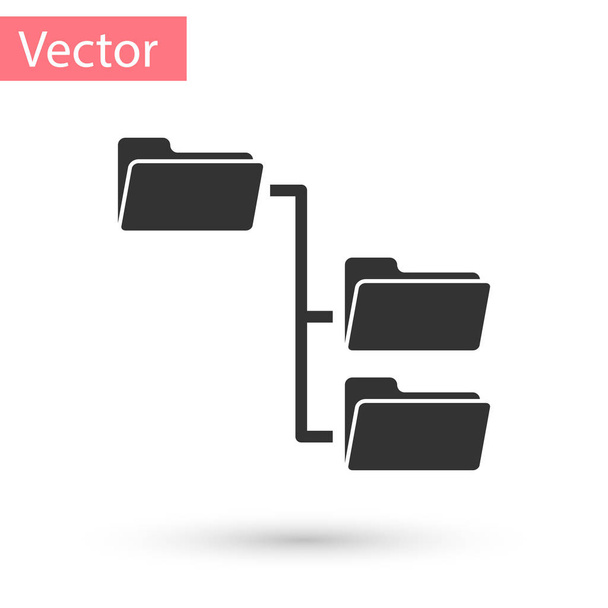 Grey Folder tree icon isolated on white background. Computer network file folder organization structure flowchart. Vector Illustration - Vector, Image