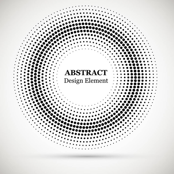 Halftone dotted background circularly distributed. Halftone effect vector pattern.Circle dots isolated on the white background.Border logo icon. Draft emblem for your design. - Vector, Image