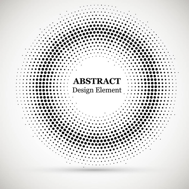 Halftone dotted background circularly distributed. Halftone effect vector pattern.Circle dots isolated on the white background.Border logo icon. Draft emblem for your design. - Vector, Image