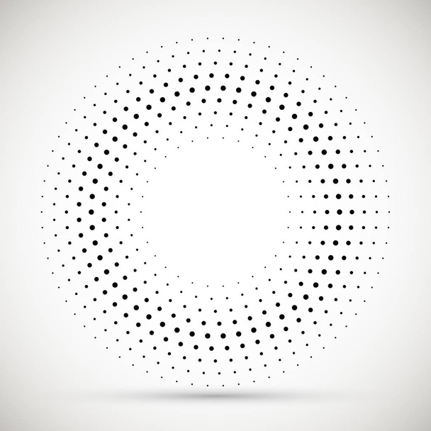 Чорний абстрактний векторний круг рамка напівтонових точок логотипу емблеми елемент дизайну. Округлена піктограма рамки. Ізольовані півтонові точки кола Векторна текстура
. - Вектор, зображення