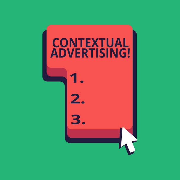 Word writing text Contextual Advertising. Business concept for method for targeting ads appearing on websites Direction to Press or Click the Red Keyboard Command Key with Arrow Cursor. - Photo, Image