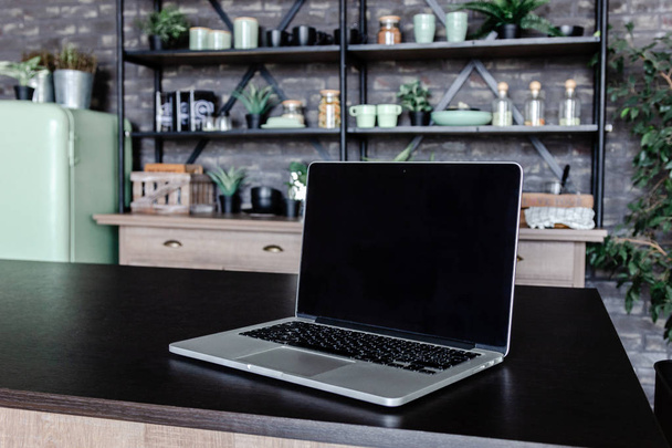 Laptop in the kitchen - Photo, Image