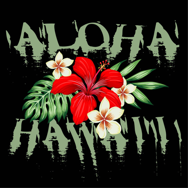 Aloha hawai patrón de diseño de hojas de flores
 - Vector, Imagen