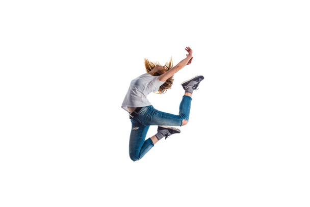 Cool femme exercice tout en sautant
 - Photo, image