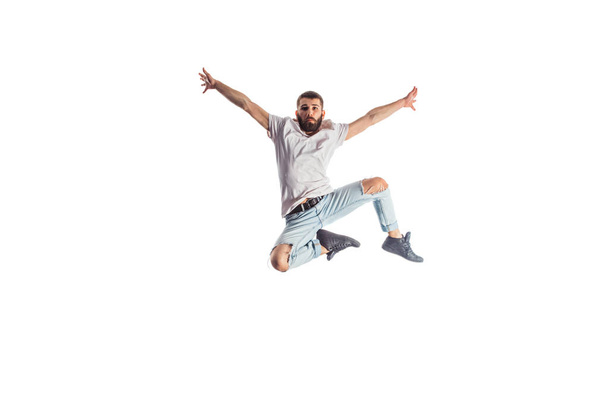 Moderno chico saltando
 - Foto, imagen