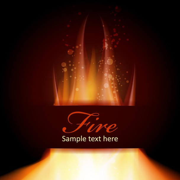Fire flame on black background with Text space - Wektor, obraz