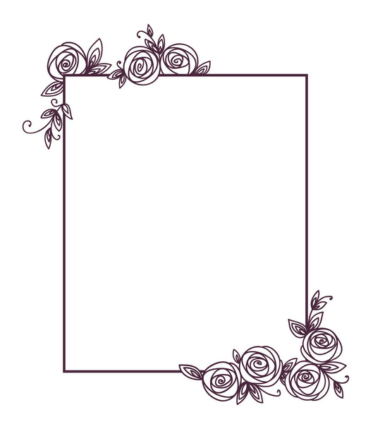 Vintage cute floral frame. Hand drawn illustration for for wedding, greeting, birthday decoration design. - Vettoriali, immagini
