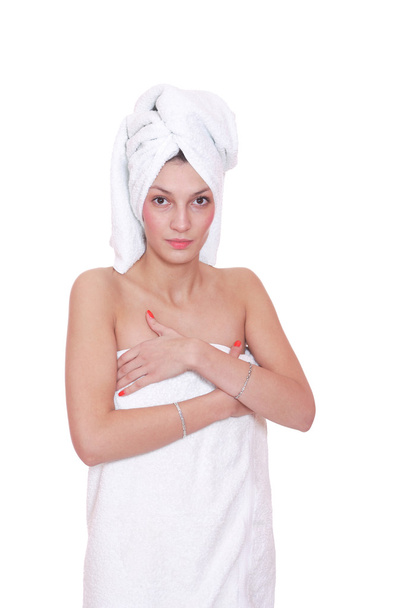 Beautiful young woman in towel - Foto, Bild