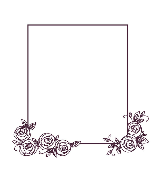 Vintage schattig bloemig frame. Handgetekende illustratie voor bruiloft, groet, verjaardag decoratie ontwerp. - Vector, afbeelding