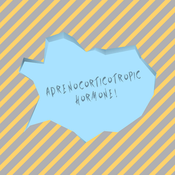 Text sign showing Adrenocorticotropic Hormone. Conceptual photo hormone secreted by pituitary gland cortex Blank Pale Blue Speech Bubble in Irregular Cut Edge Shape 3D Style Backdrop. - Photo, Image