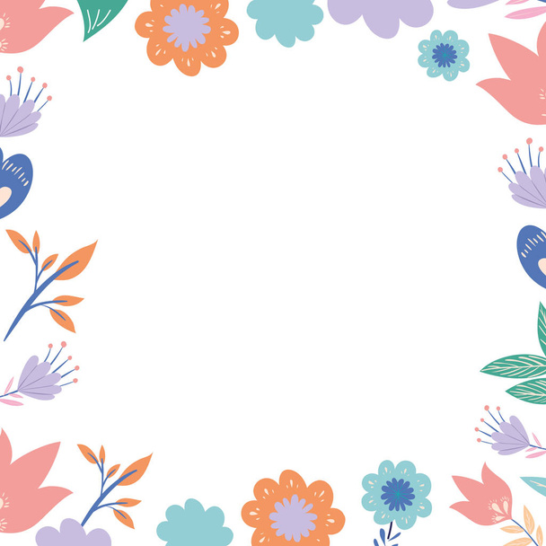 frame with flowers and leafs icon - Vector, Image