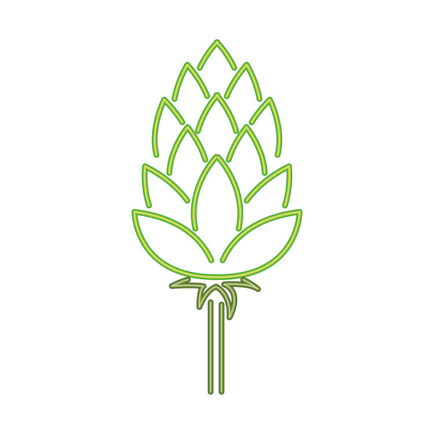 Pinecone verde en el icono de luz de neón
 - Vector, Imagen