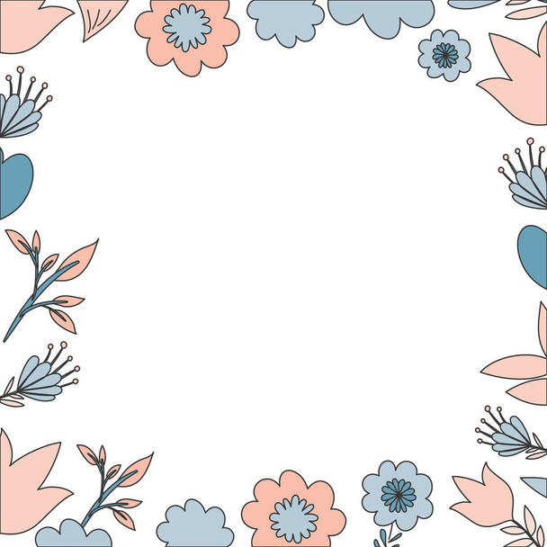 πλαίσιο με λουλούδια και φύλλα το εικονίδιο - Διάνυσμα, εικόνα