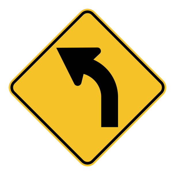 Curva Esquerda Ahead Sign, ilustração vetorial
 - Vetor, Imagem