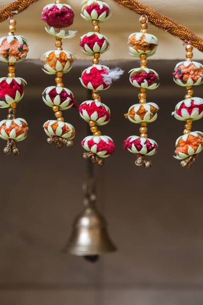 Colorful indian garland and bell - Foto, immagini
