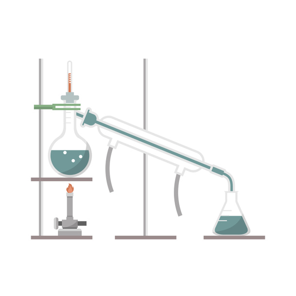 Simple distillation model in chemistry laboratory - Vector, afbeelding