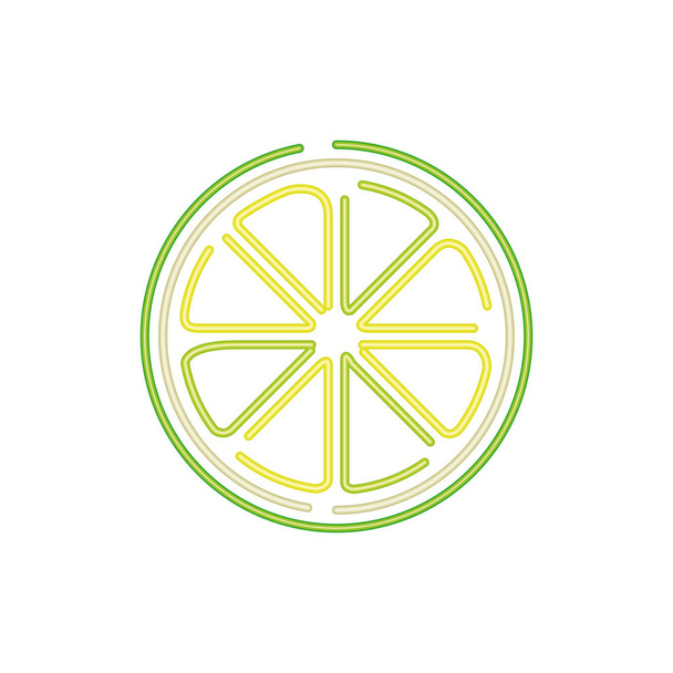 plátek citronu v neonové světlo ikon - Vektor, obrázek